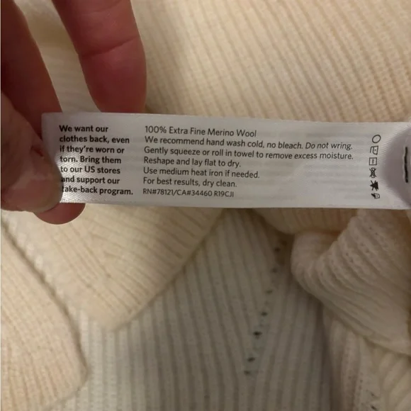 Eileen Fisher | Ivory Extrafine Merino Wool Sz S - Picture 4 of 7